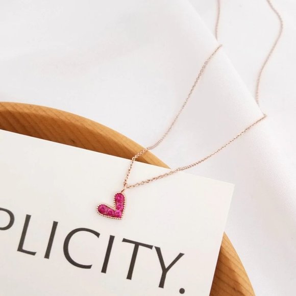 NEW Rose Gold Diamond Heart Necklace - Picture 1 of 6